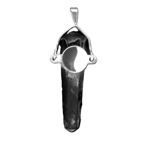 Hand Crafted Jewelry - Onyx YIN YANG charm obelisk inlay 925 sterling silver pendant artisan